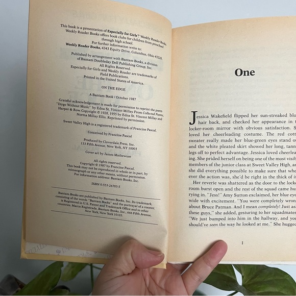 Vintage Sweet Valley High Hardcover Book On the Edge by Francine Pascal 1987 - Picture 3 of 4